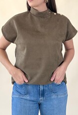 Celine Faux Suede Top Olive