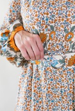 Border Print Belted Dress Ivory