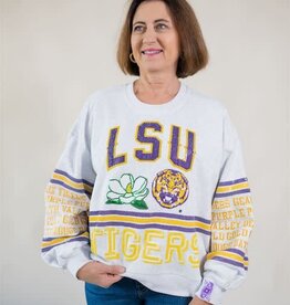 Queen of Sparkles Licensed LSU Flower Mascot Sweatshirt