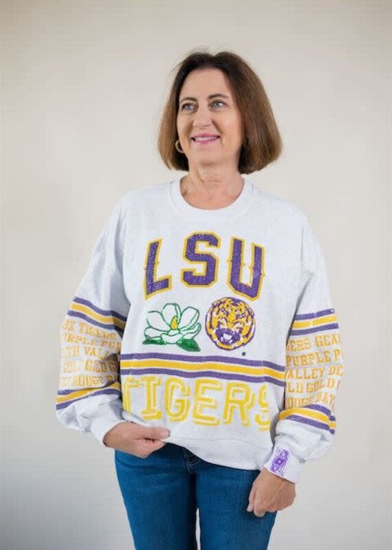 Queen of Sparkles Licensed LSU Flower Mascot Sweatshirt
