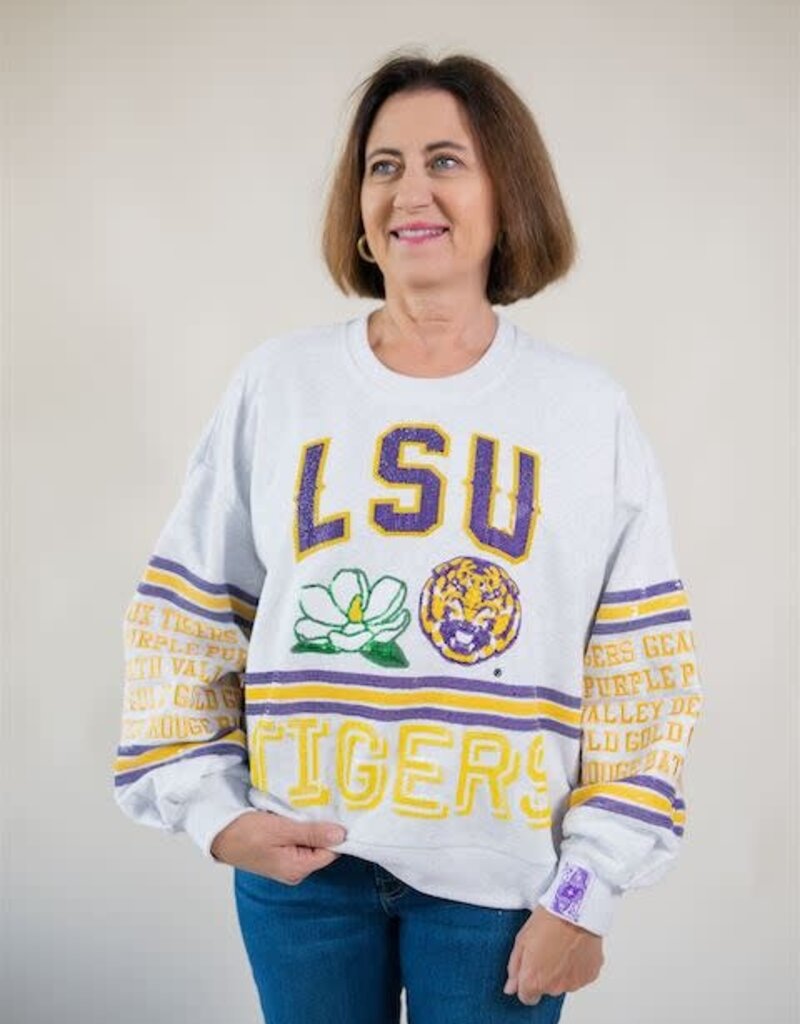 Queen of Sparkles Licensed LSU Flower Mascot Sweatshirt