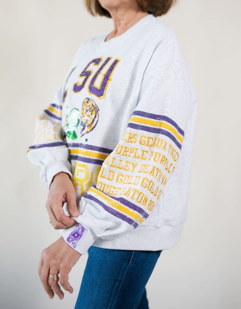 Queen of Sparkles Licensed LSU Flower Mascot Sweatshirt