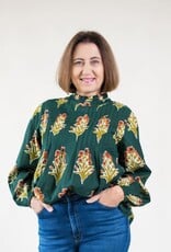 Harvest Blooms Printed Top Green