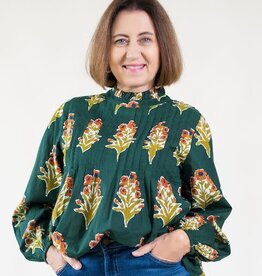Harvest Blooms Printed Top Green