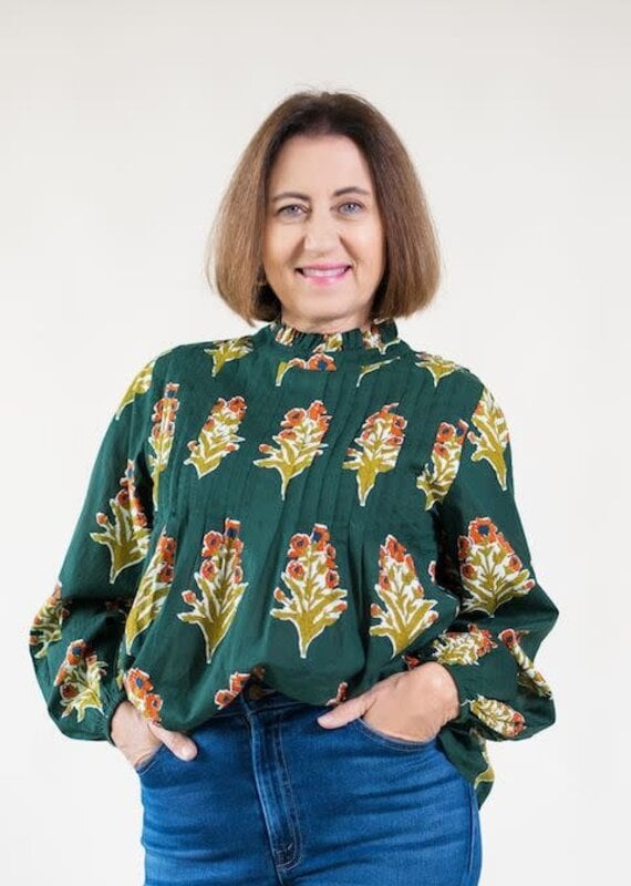 Harvest Blooms Printed Top Green