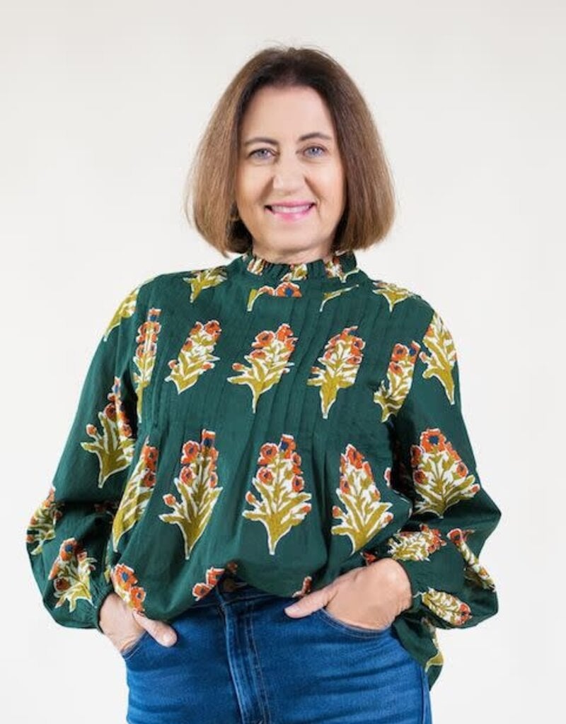 Harvest Blooms Printed Top Green