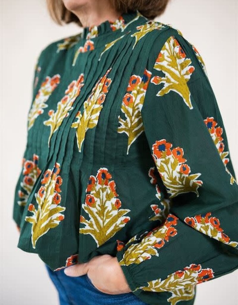 Harvest Blooms Printed Top Green