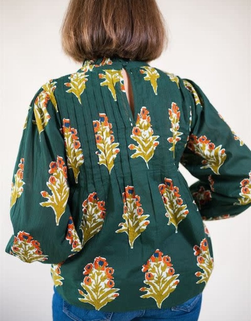 Harvest Blooms Printed Top Green