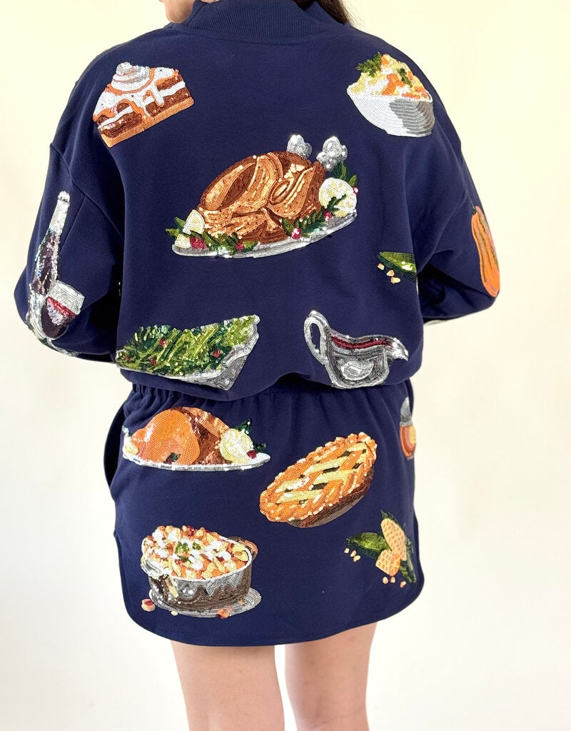 Queen of Sparkles Navy Queen of Turkey Mock Neck Dress