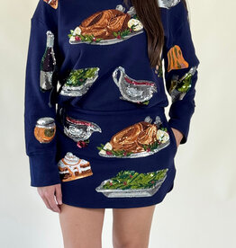 Queen of Sparkles Navy Queen of Turkey Mock Neck Dress