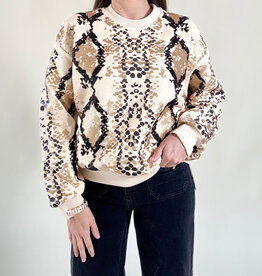 Queen of Sparkles Natural & Black Python Print Sweatshirt