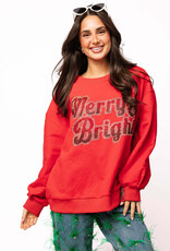 Queen of Sparkles Red Rhinestone "Merry & Bright" Sweatshirt