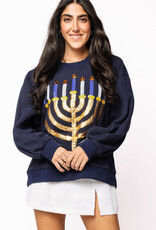 Queen of Sparkles Navy Menorah Sweatshirt