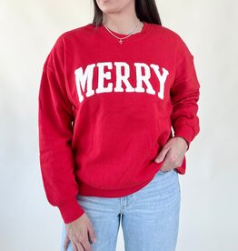 Z Supply Very Merry Sweatshirt Festive Red