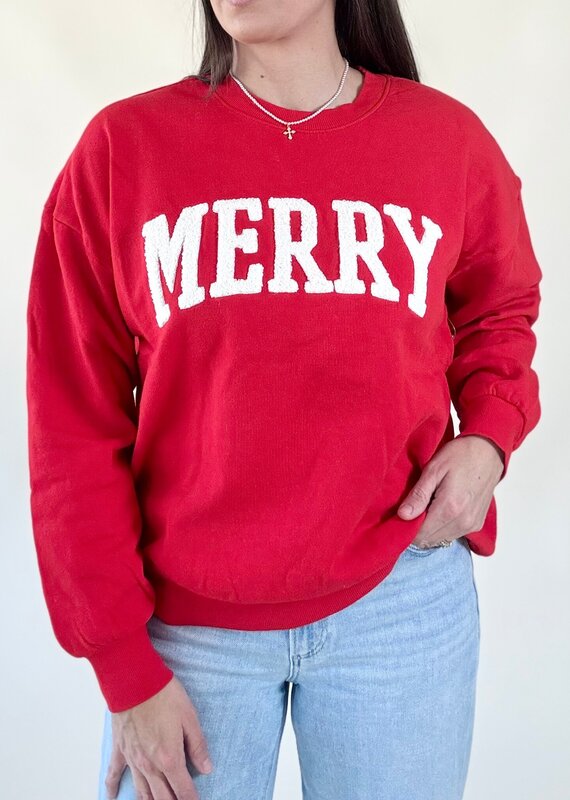 Z Supply Very Merry Sweatshirt Festive Red