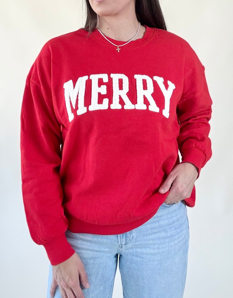 Z Supply Very Merry Sweatshirt Festive Red