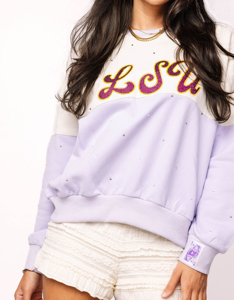 Queen of Sparkles Licensed LSU Pastel Two Toned Sweatshirt