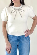 Holiday Bow Sweater Top Ivory