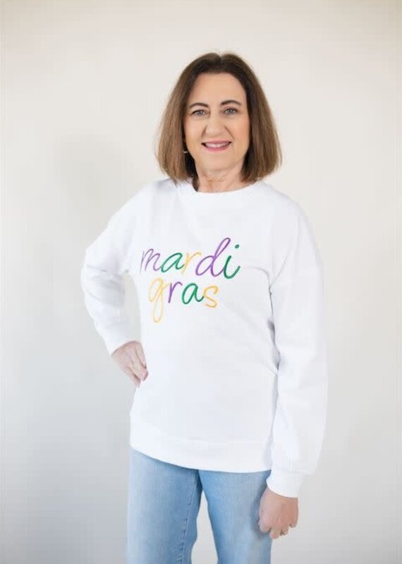 Mardi Gras Side Bow Sweatshirt