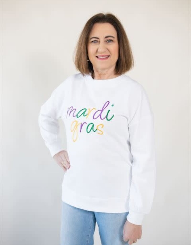 Mardi Gras Side Bow Sweatshirt