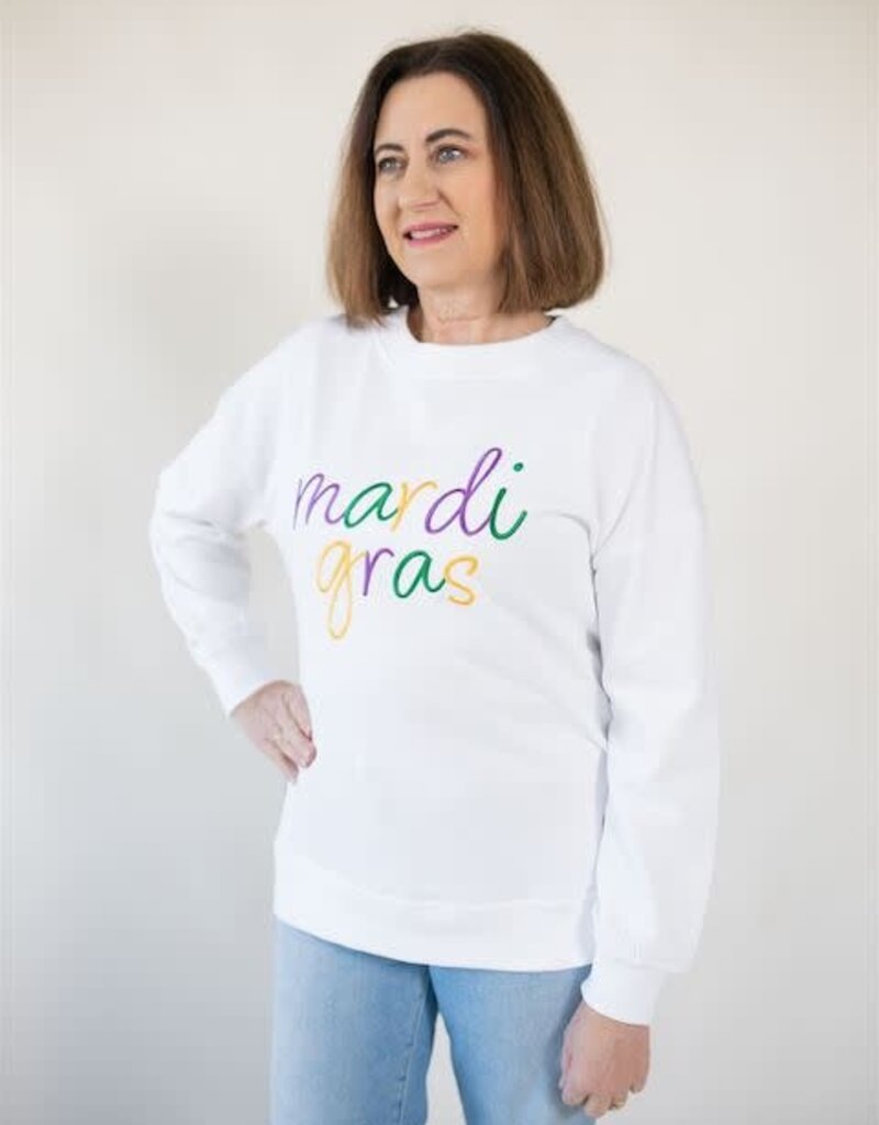 Mardi Gras Side Bow Sweatshirt
