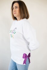 Mardi Gras Side Bow Sweatshirt