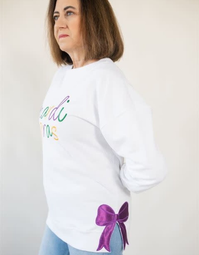 Mardi Gras Side Bow Sweatshirt