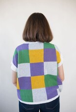 Mardi Gras Check Fleur de Lis Sweater Top