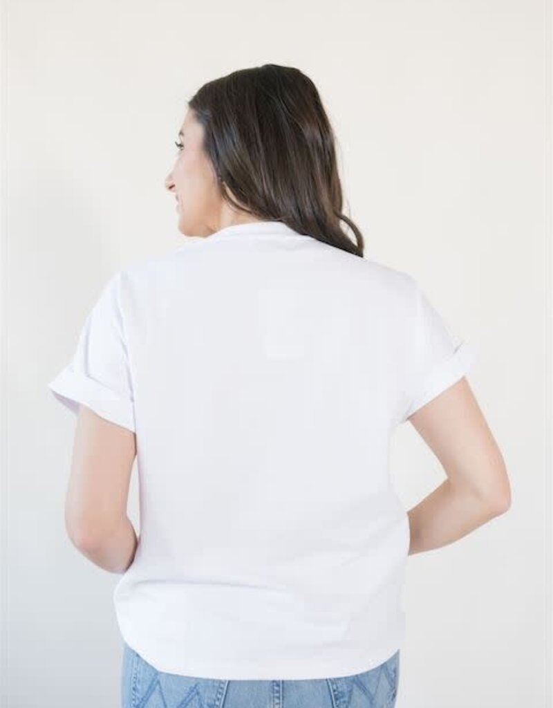 Mardi Gras Mask Sequin Cuff Sleeve Tee