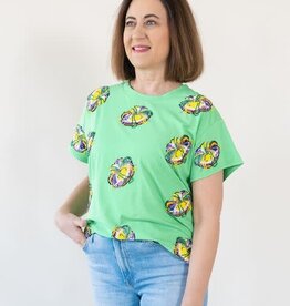 Queen of Sparkles Green Scattered King Cake Tee