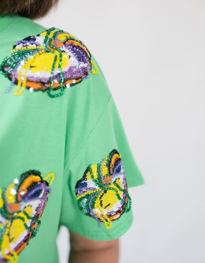 Queen of Sparkles Green Scattered King Cake Tee