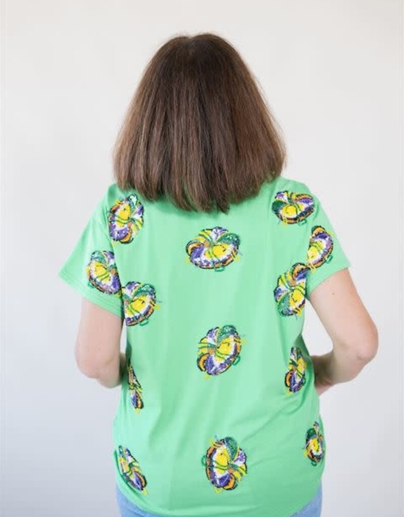 Queen of Sparkles Green Scattered King Cake Tee
