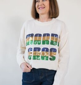 Mardi Gras Sequin Letter Sweater