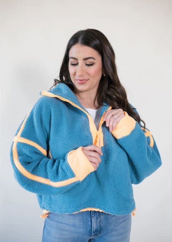 Free People Mountain High 1/2 Zip Celestial Blue