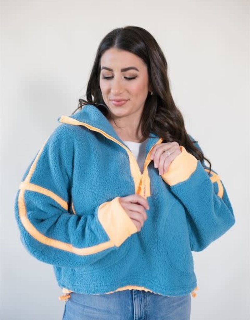 Free People Mountain High 1/2 Zip Celestial Blue