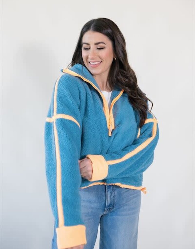 Free People Mountain High 1/2 Zip Celestial Blue