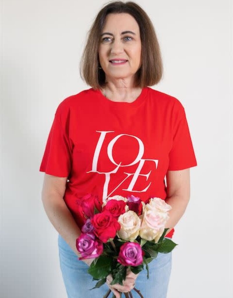 Z Supply Love You Boyfriend Tee Kiss Me Red