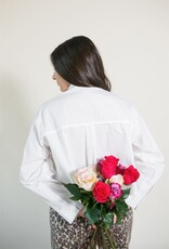 Queen of Sparkles White & Red Jeweled Ruffle Heart Button Up