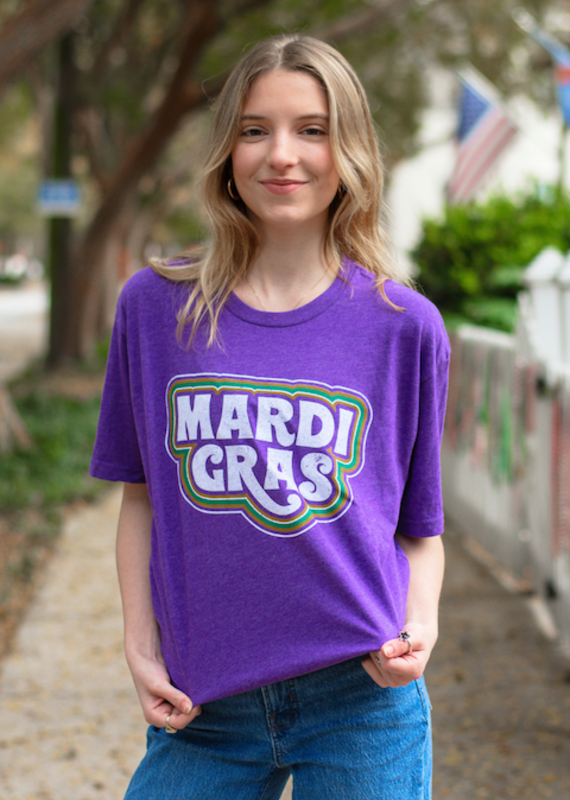 Sweet Baton Rouge Purple Groovy Mardi Gras Tee