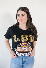 Queen of Sparkles Licensed Black LSU Basketball Court Tee