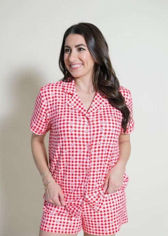Z Supply Gingham PJ Top Kiss Me Red