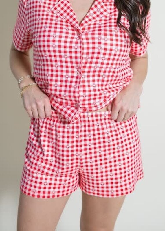 Z Supply Rosie Gingham Short Kiss Me Red
