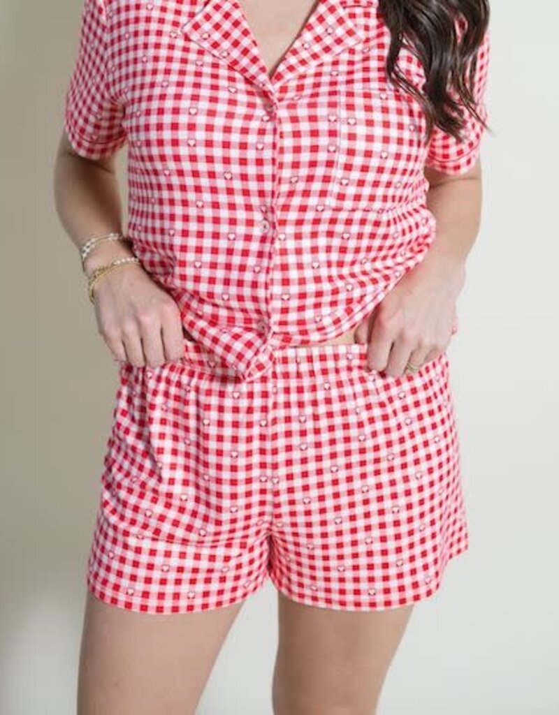 Z Supply Rosie Gingham Short Kiss Me Red