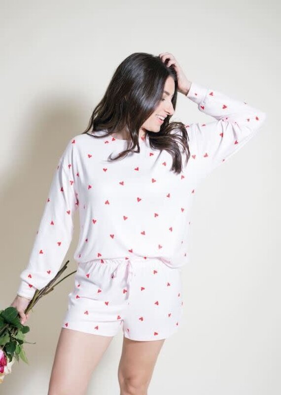 Z Supply Mira Heart L/S Top Pink Marshmallow