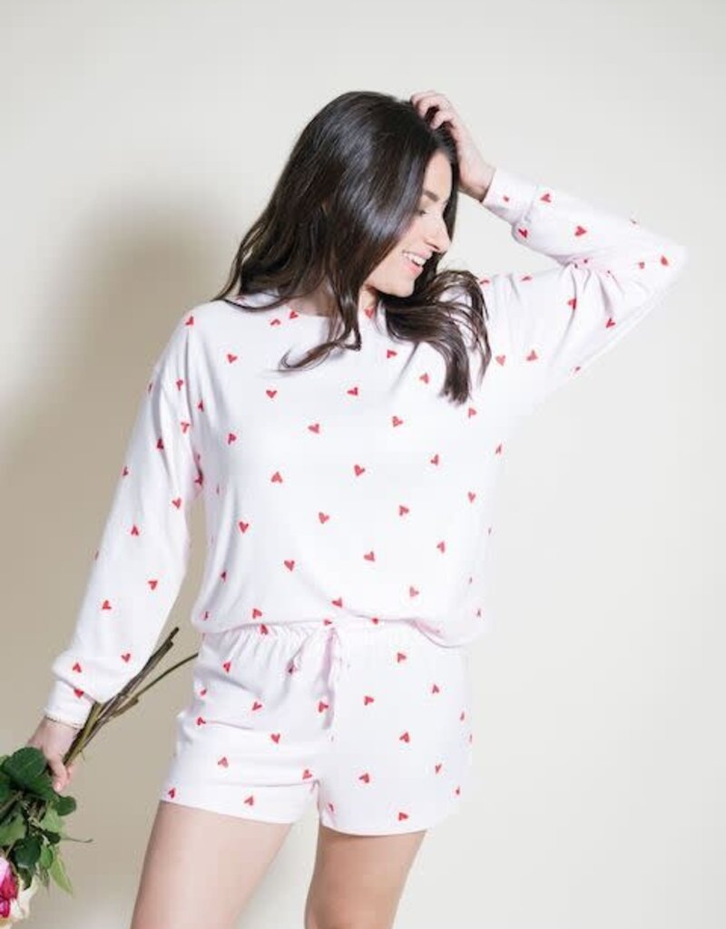 Z Supply Mira Heart L/S Top Pink Marshmallow