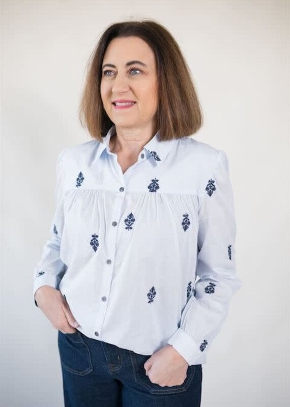 Dear John Nasrin Embroidered Blouse Blue