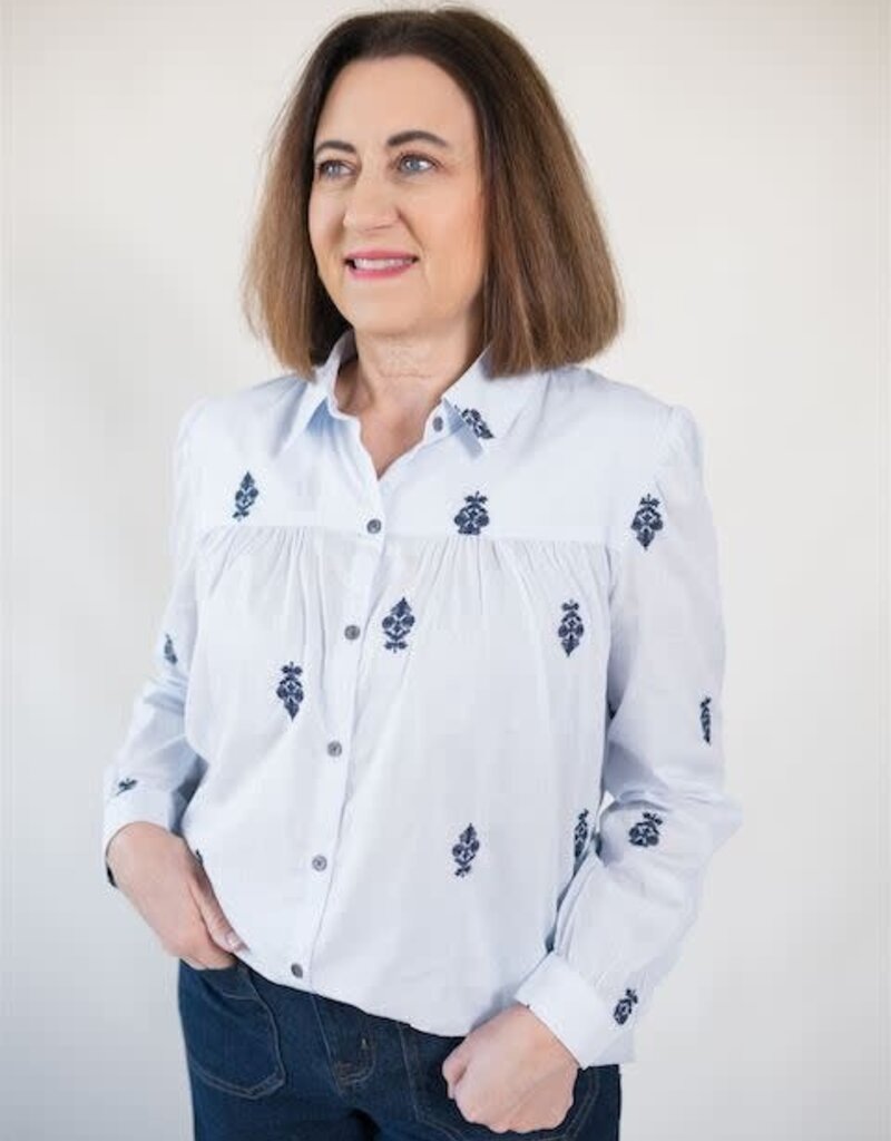 Dear John Nasrin Embroidered Blouse Blue
