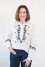 Dear John Ella Embroidered Blouse Whitecap