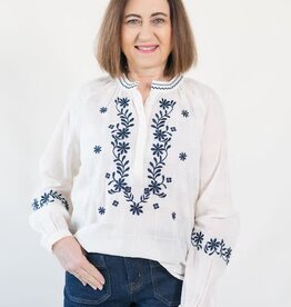 Dear John Ella Embroidered Blouse Whitecap