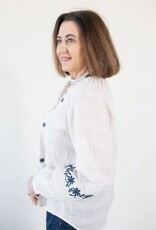 Dear John Ella Embroidered Blouse Whitecap